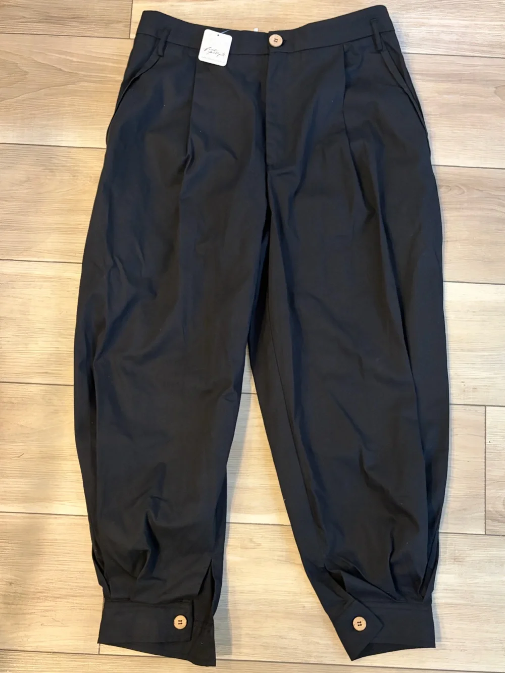 NWT Free People Lucia Trousers Balloon Leg Pleated Harem Pants Black 6